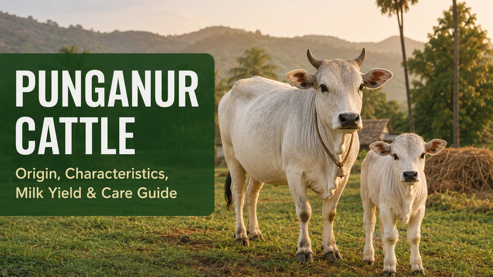 Punganur cattle cow and calf on a farm in Andhra Pradesh